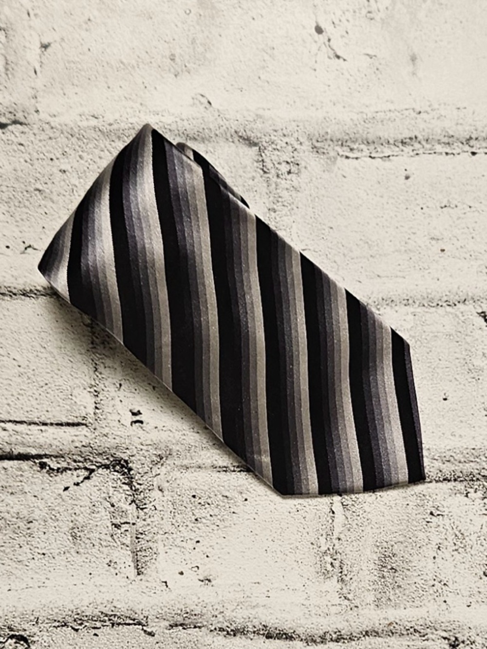 Denver Hayes Grey Black Striped Tie 3” Classic Mens Necktie